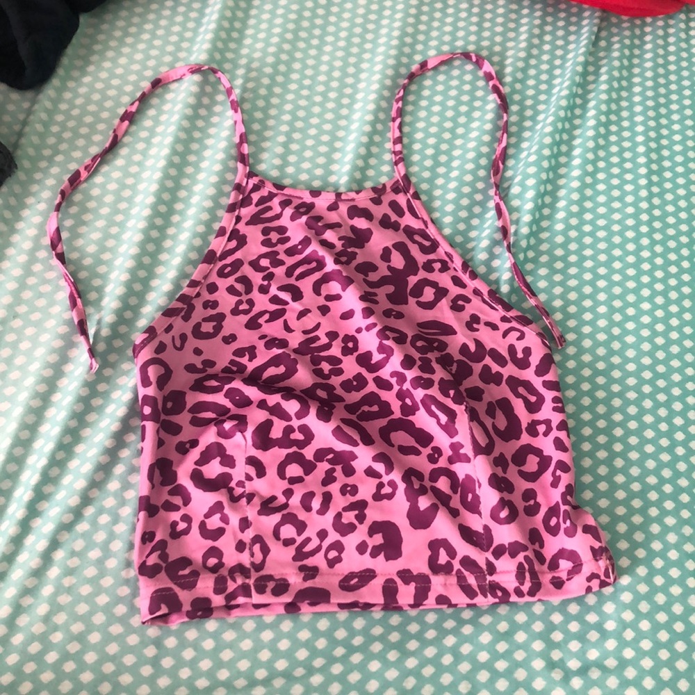 Pink cheetah crop top